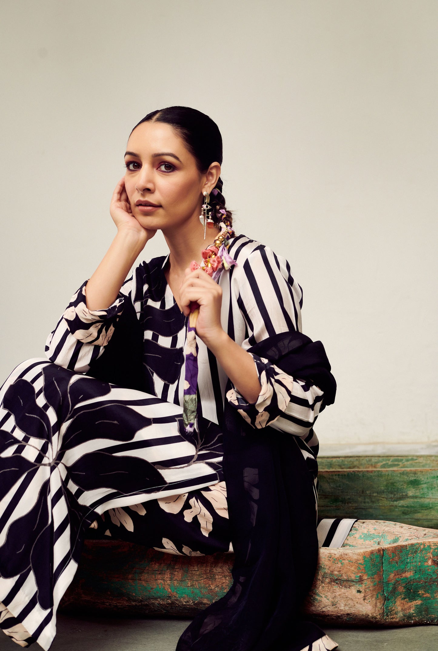 Summer Sorbet Floral and Stripe Kurta Set