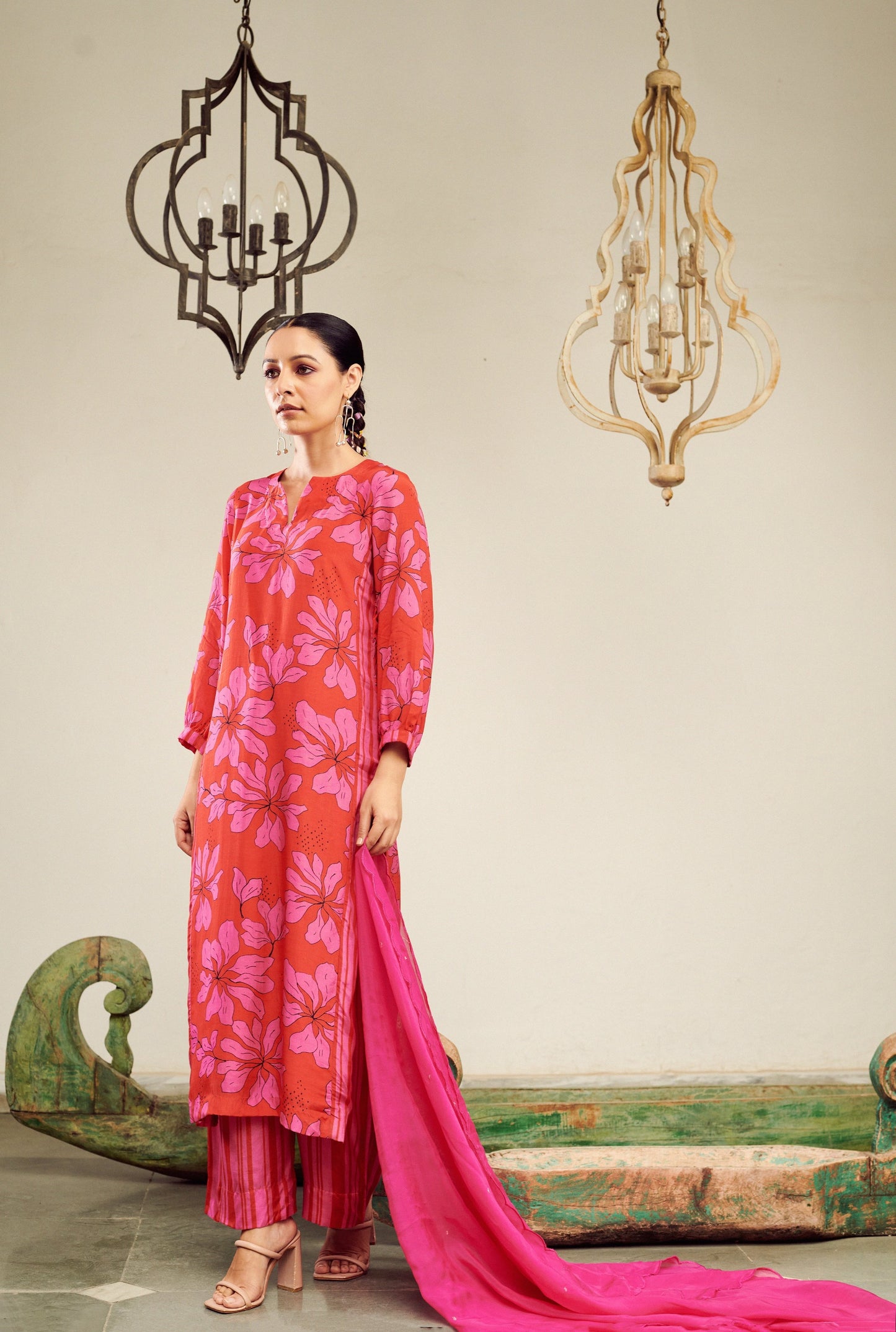 Summer Sorbet Pink Floral Kurta Set