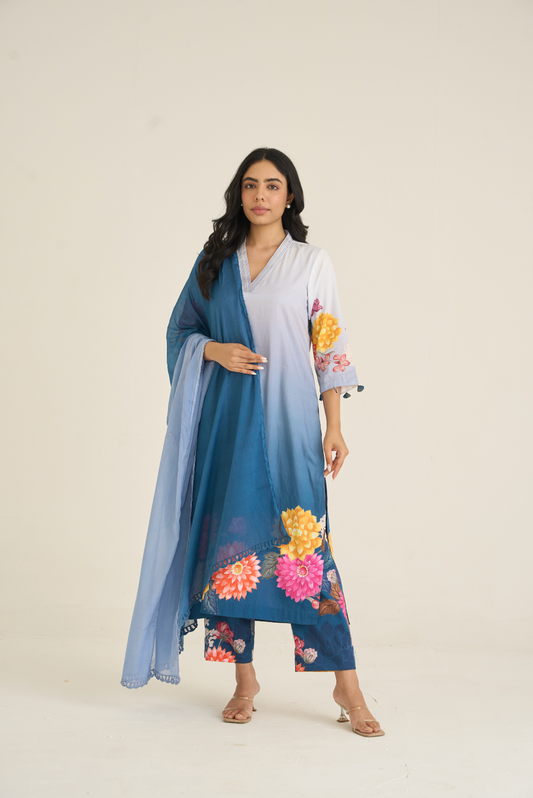 Sehar Ombre Blue Kurta Set