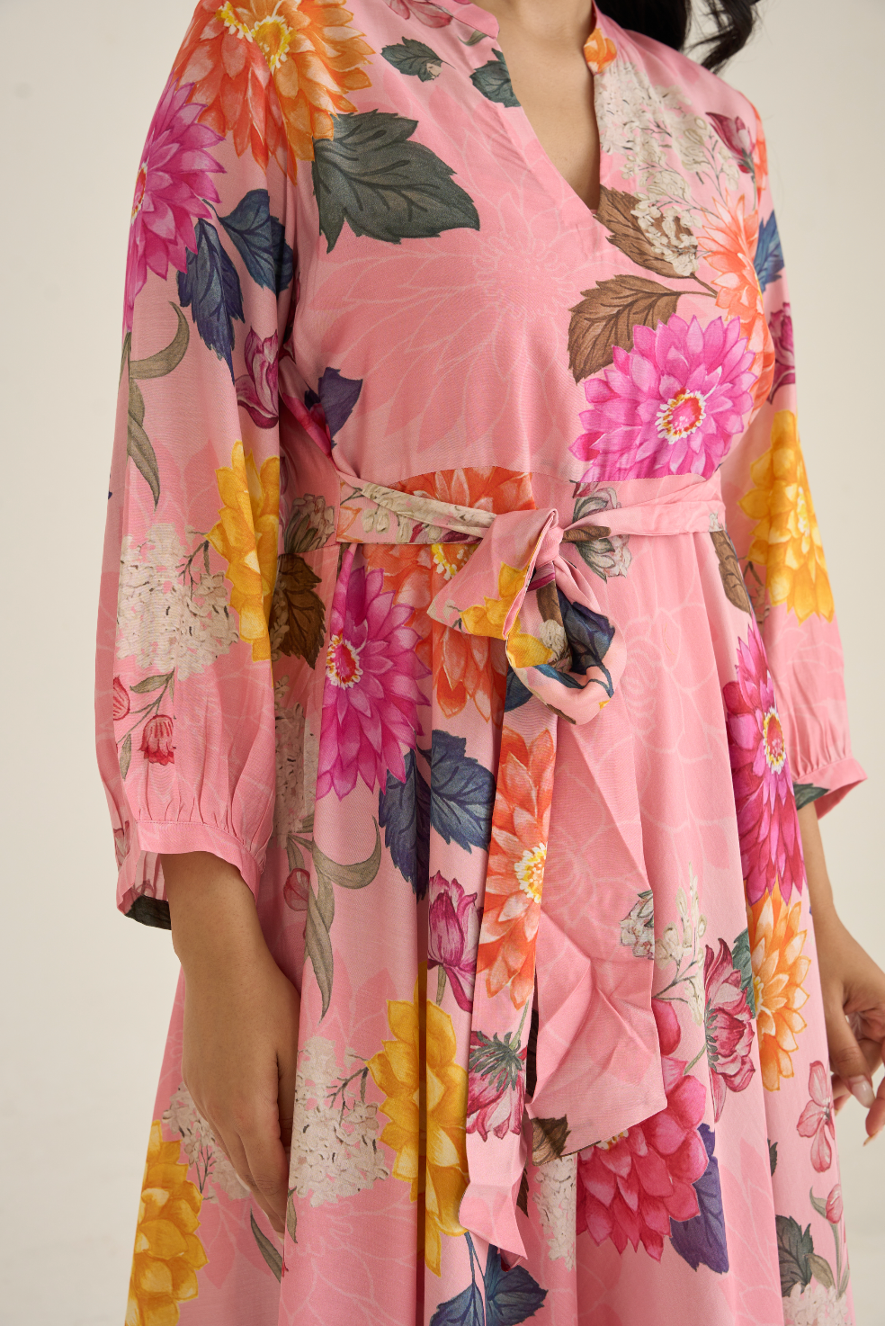 Sehar Floral Mustard Print Dress