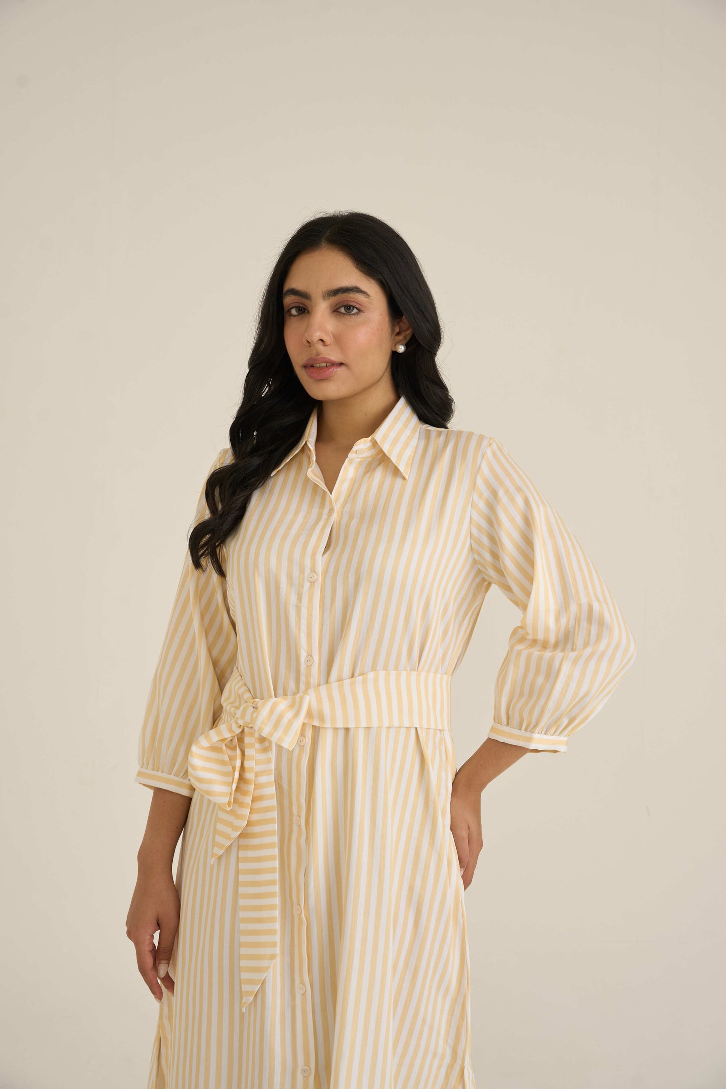 Sehar Peach Midi Shirt Dress