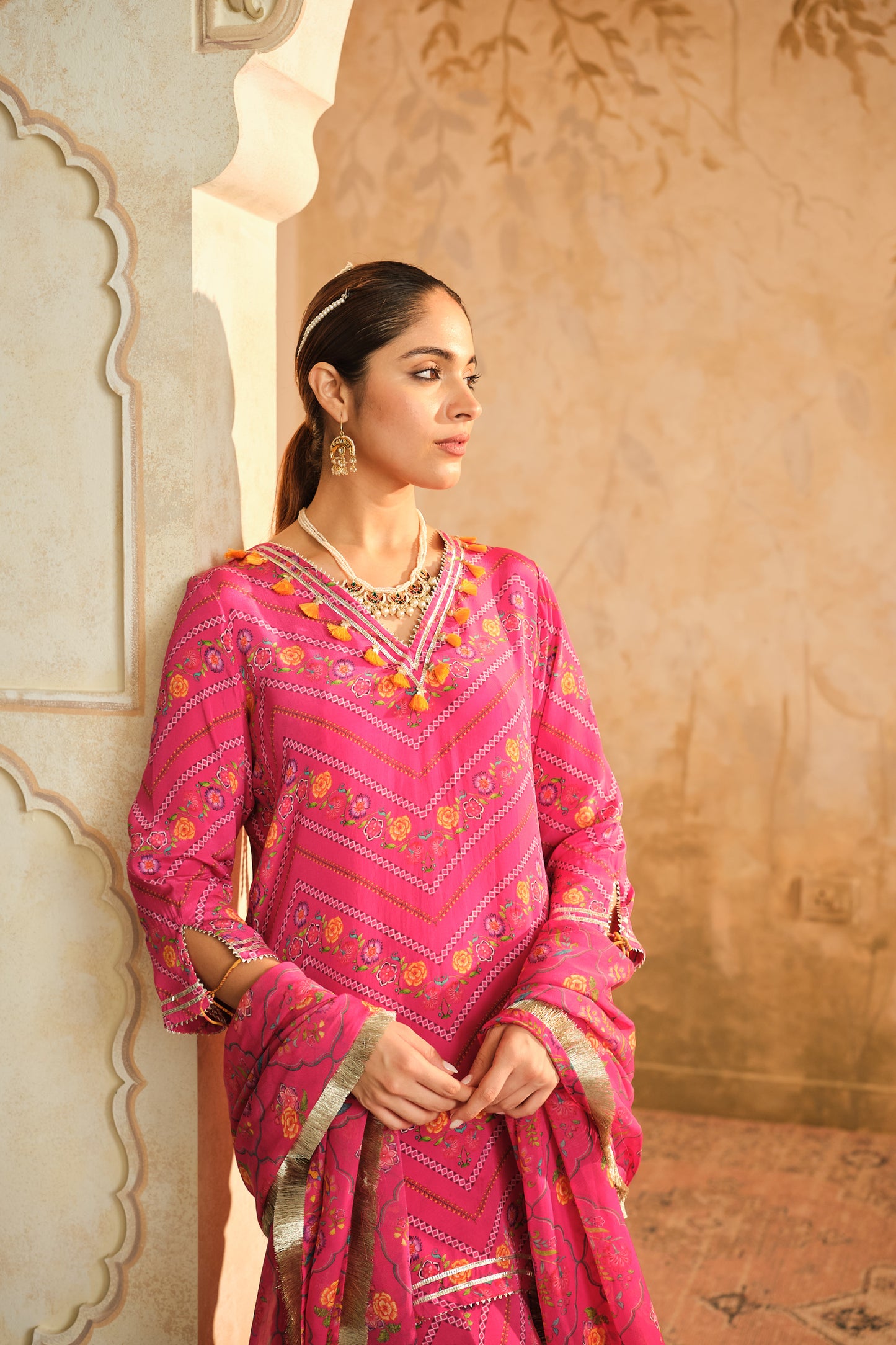 Raag floral Yellow Sharara set