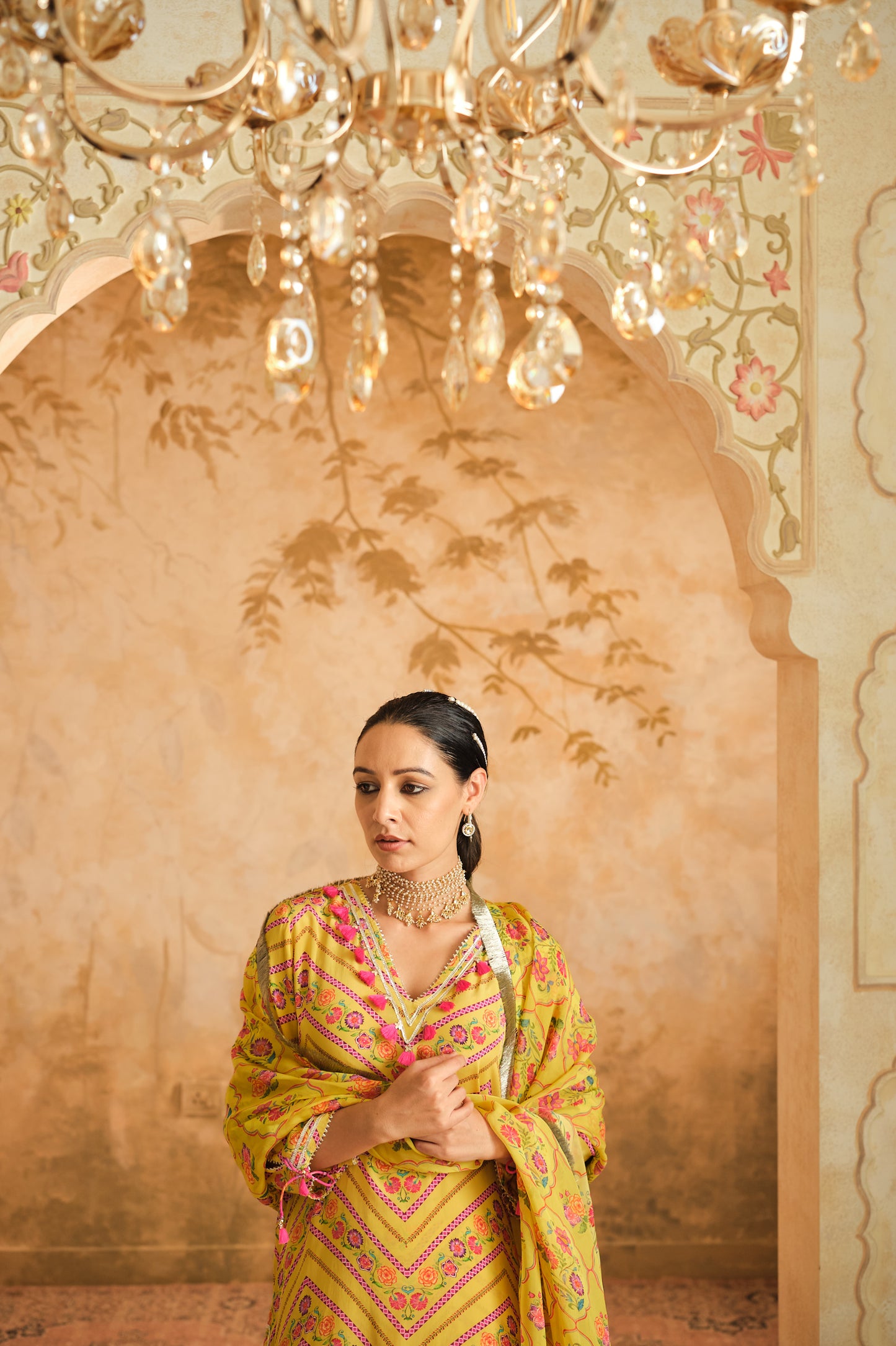 Raag floral Mustard Sharara set