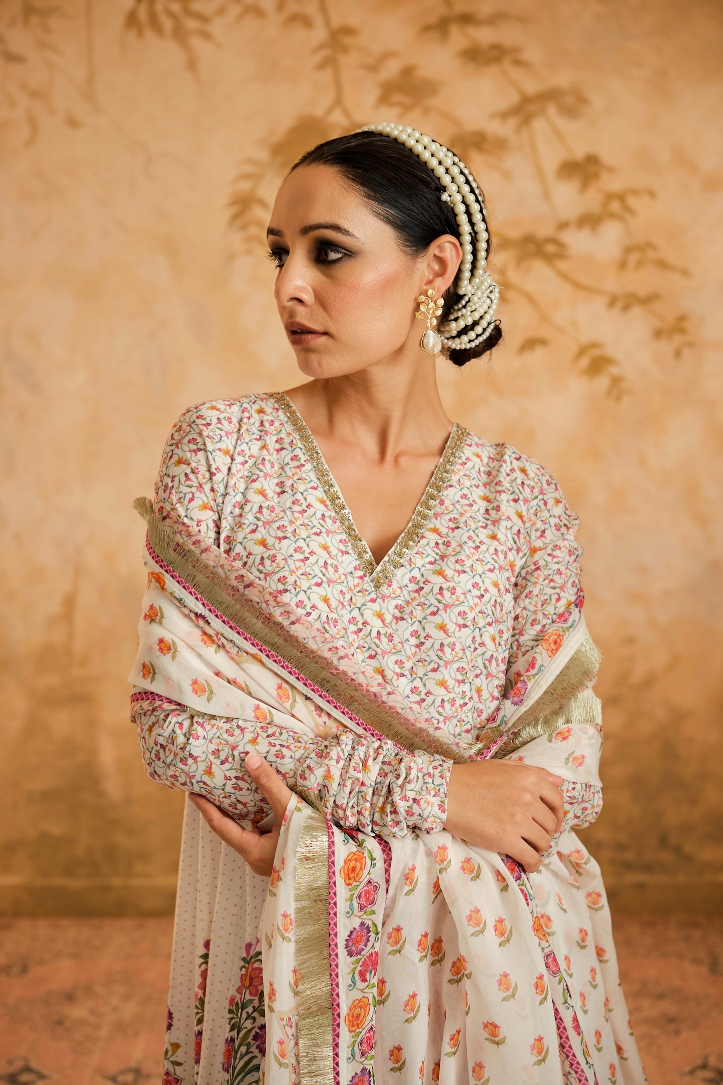 Raag floral placement Black Anarkali