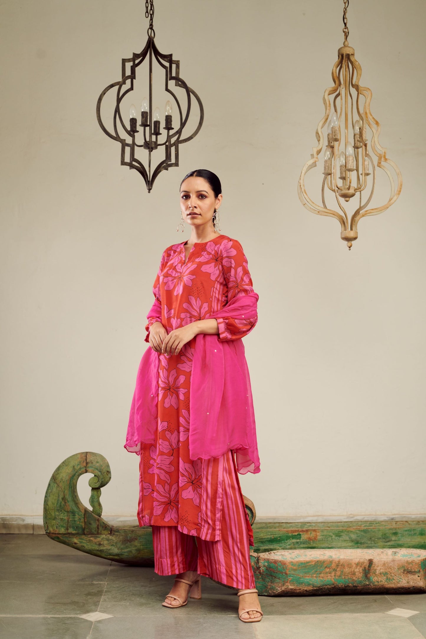 Summer Sorbet Pink Floral Kurta Set