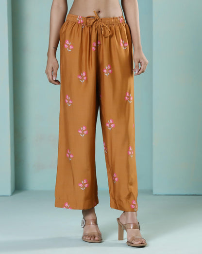 Saanjh: Mustard Floral Digital Printed Cord Set