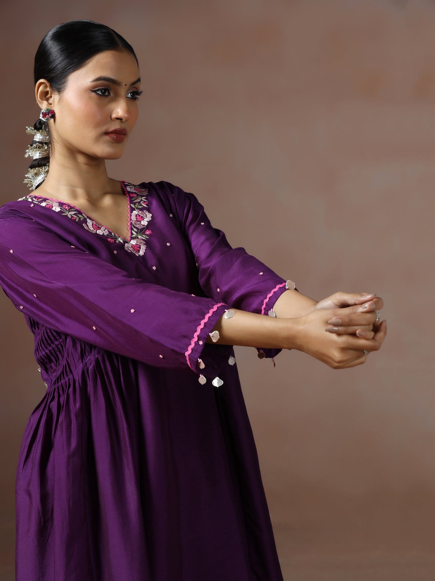 Saanjh: Purple Embroidred Cord Set