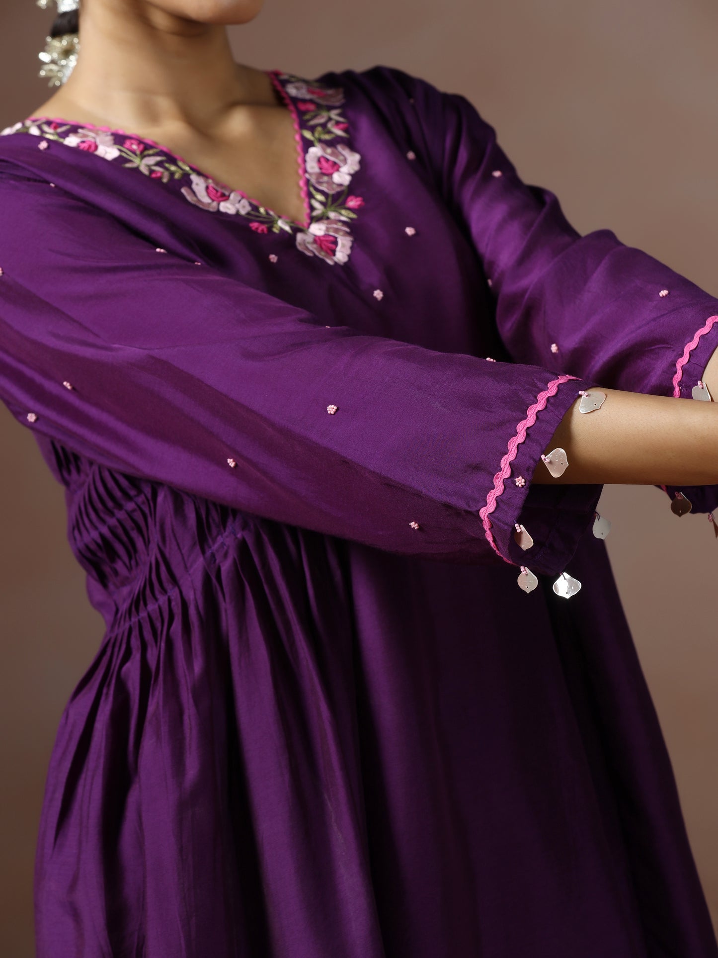 Saanjh: Purple Embroidred Cord Set