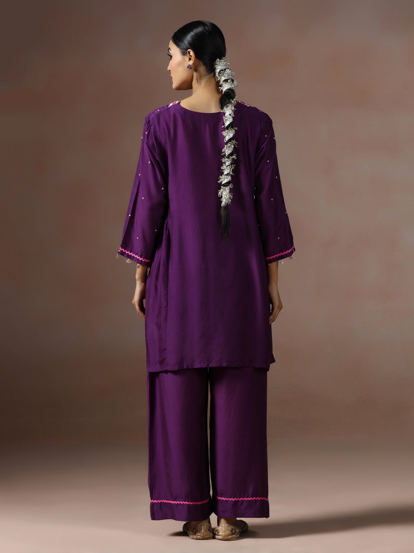 Saanjh: Purple Embroidred Cord Set