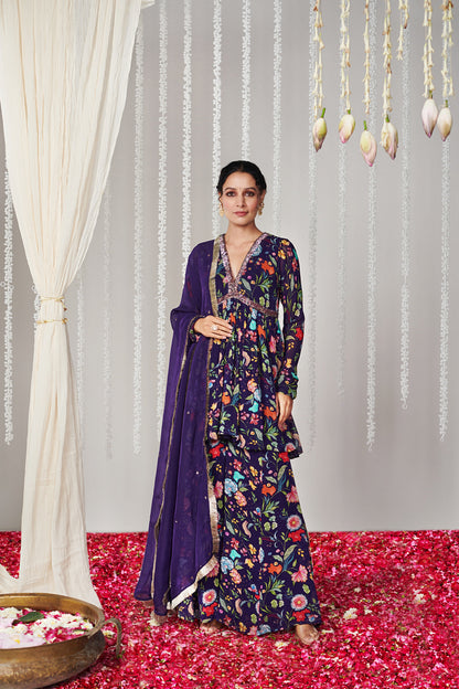 Purple Bagicha Sharara Set