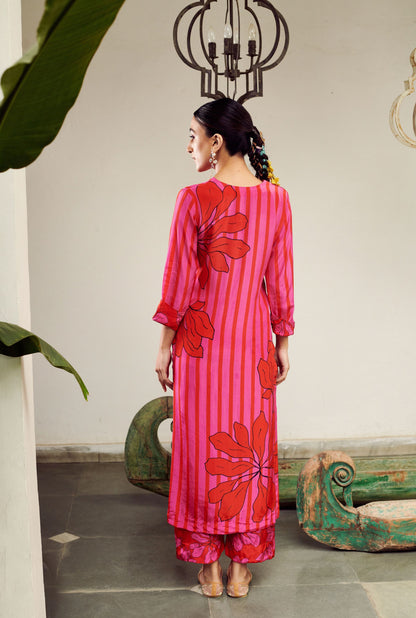 Summer Sorbet Floral and Stripe Kurta Set