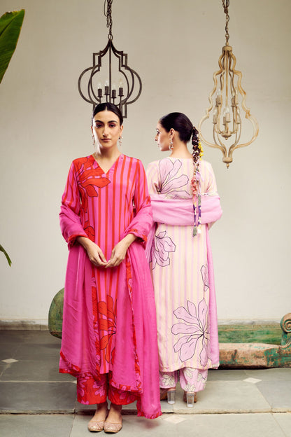 Summer Sorbet Floral and Stripe Kurta Set