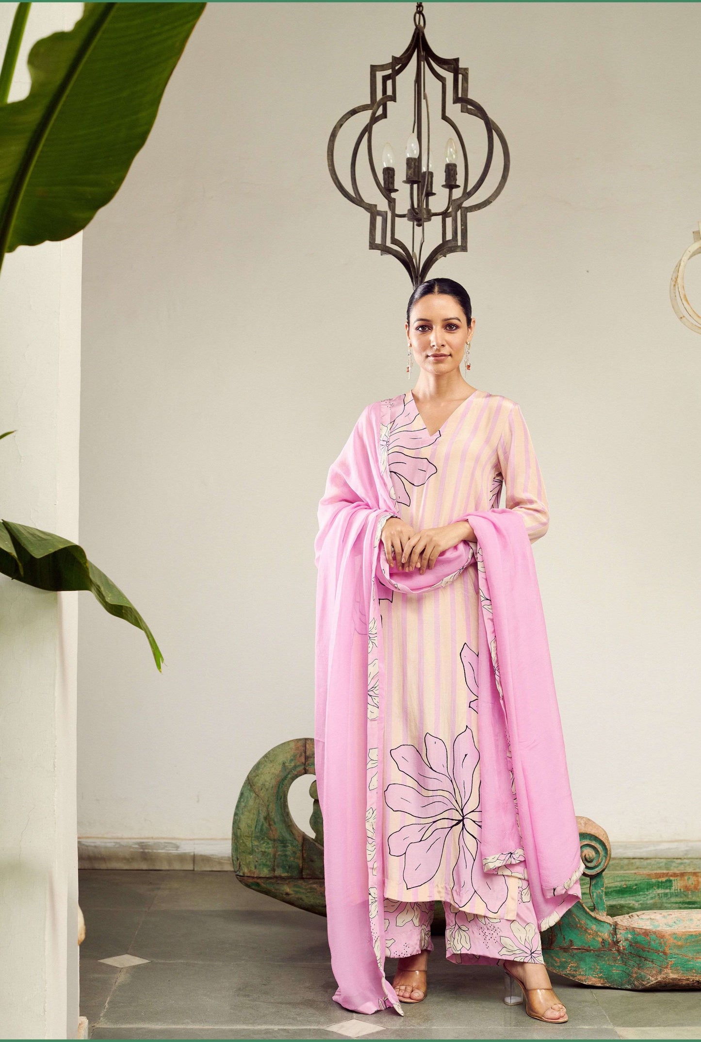 Summer Sorbet Floral and Stripe Kurta Set
