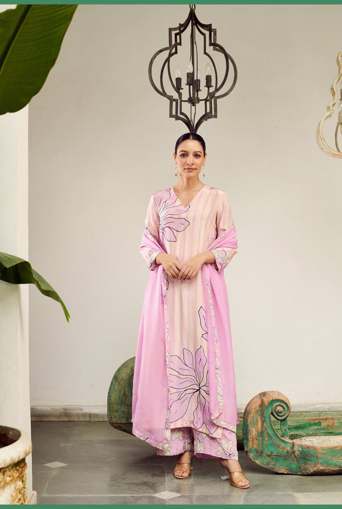Summer Sorbet Floral and Stripe Kurta Set