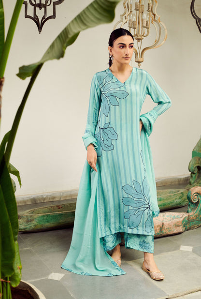 Summer Sorbet Floral and Stripe Kurta Set