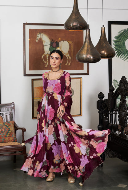 Nargis Floral Anarkali Set