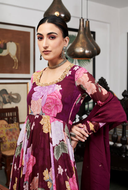 Nargis Floral Anarkali Set